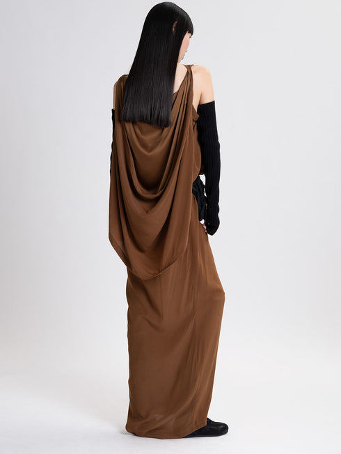 Silk Scarf Dress sandstone brown